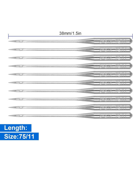 50 Agujas de Máquina de Coser Brother Tamaño 75/11 para Bordado