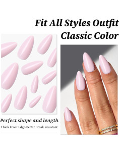 240 Uñas Postizas Almendra Rosa Bebé Lifextol Medianas 2