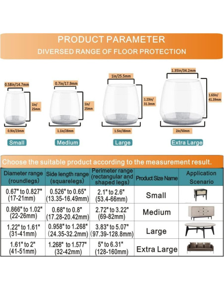 16 Protectores Transparentes para Patas de Sillas JLKDQ Antideslizantes