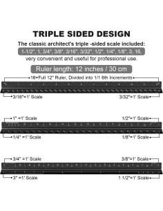 Regla Triangular de Aluminio Jotyua 30.48 cm Grabado Láser 2