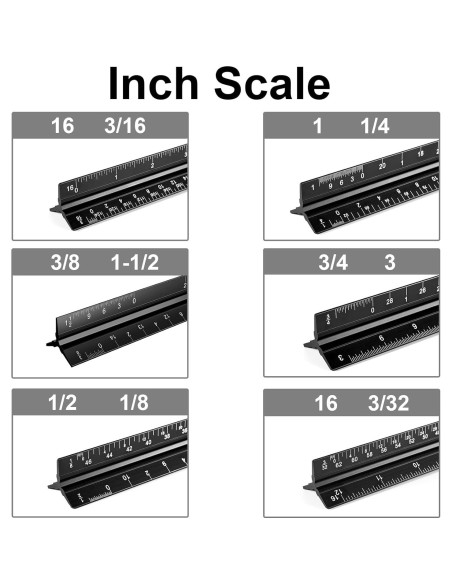 Regla Triangular de Aluminio Jotyua 30.48 cm Grabado Láser