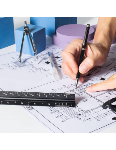 Regla Triangular de Aluminio Jotyua 30.48 cm Grabado Láser