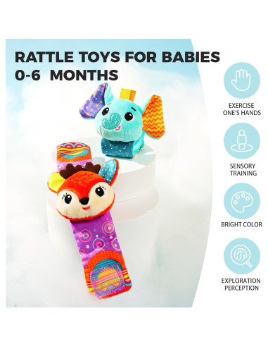 Sonajeros para Bebés Koty Elefante y Ciervo 0-6 meses