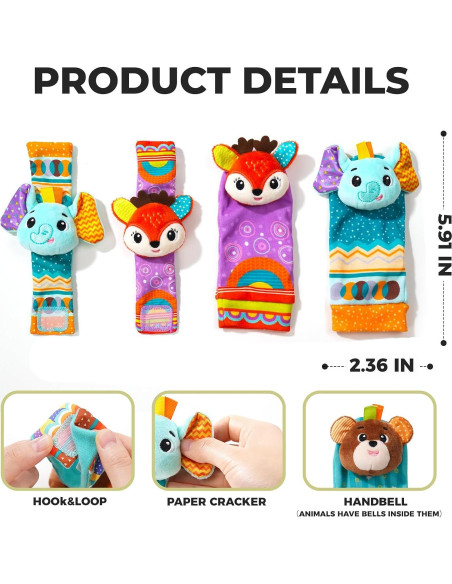 Sonajeros para Bebés Koty Elefante y Ciervo 0-6 meses