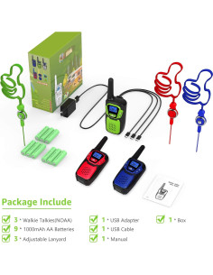 Walkie Talkies Recargables Topsung M920, 3 Paquete, Largo Alcance 2