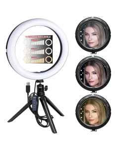 Luz de Anillo LED Vidpro RL-10 25.4 cm con Trípode y USB 2