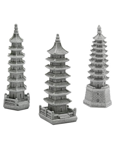 3PCS Esculturas de Pagoda Zen Saihisday para Jardín 10.5cm