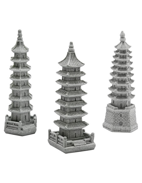 3PCS Esculturas de Pagoda Zen Saihisday para Jardín 10.5cm