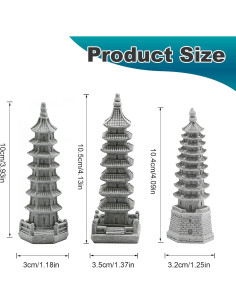3PCS Esculturas de Pagoda Zen Saihisday para Jardín 10.5cm 2