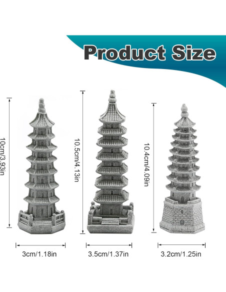 3PCS Esculturas de Pagoda Zen Saihisday para Jardín 10.5cm