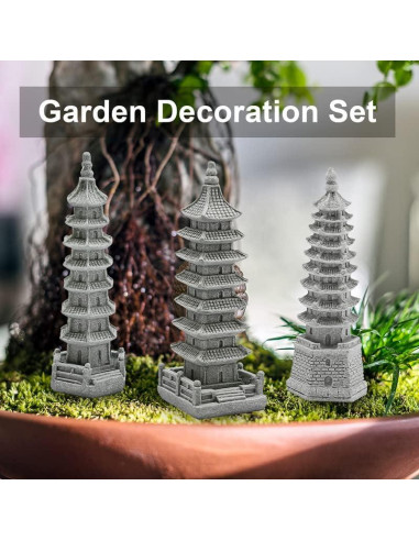 3PCS Esculturas de Pagoda Zen Saihisday para Jardín 10.5cm