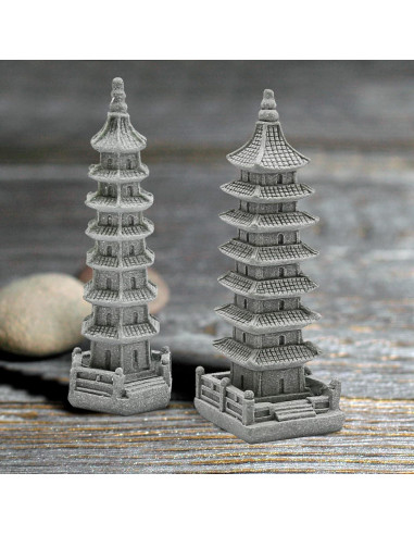 3PCS Esculturas de Pagoda Zen Saihisday para Jardín 10.5cm