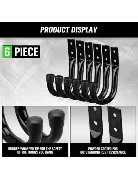 Ganchos de Almacenamiento para Garaje SWANLAKE 6 Piezas Metal