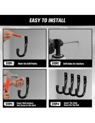 Ganchos de Almacenamiento para Garaje SWANLAKE 6 Piezas Metal