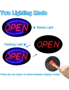 Cartel LED Abierto KEBE 48.3x25.4cm Luz Intermitente 2