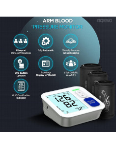 Monitor de Presión Arterial AQESO U80BH con 3 Manguitos 2