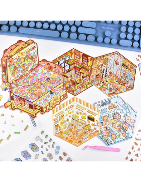 5 Sets de Pegatinas 3D Capybara HOMICO - Mini Casa DIY