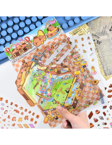 5 Sets de Pegatinas 3D Capybara HOMICO - Mini Casa DIY