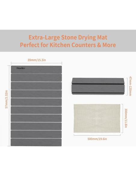 Alfombrilla de Secado Rápido Diatomácea HotFox 39x6cm Gris