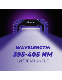 Lámpara de luz negra portátil KunHe 395nm recargable 4000mAh 2