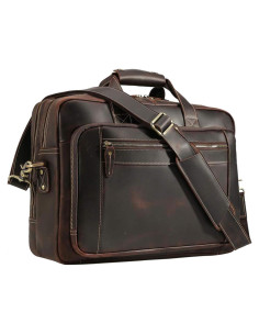 Maletín de Cuero Vintage Masa Kawa para Laptop 17" Marrón