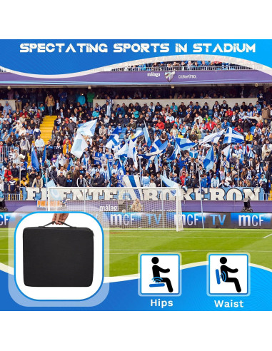 Cojín de Asiento de Estadio Portátil Juexica 4 Unidades Negro