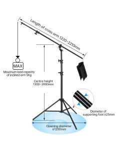 Soporte de Luz JINBEI 500cm con Brazo de Boom y Bolsa de Arena 2