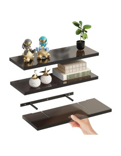 Juego de 3 estantes flotantes Acryve acrílico negro 40x15x1.5 cm