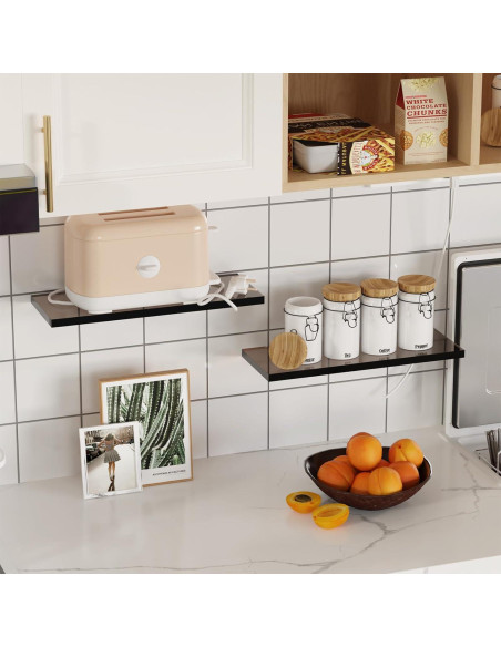 Juego de 3 estantes flotantes Acryve acrílico negro 40x15x1.5 cm