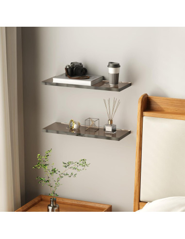 Juego de 3 estantes flotantes Acryve acrílico negro 40x15x1.5 cm