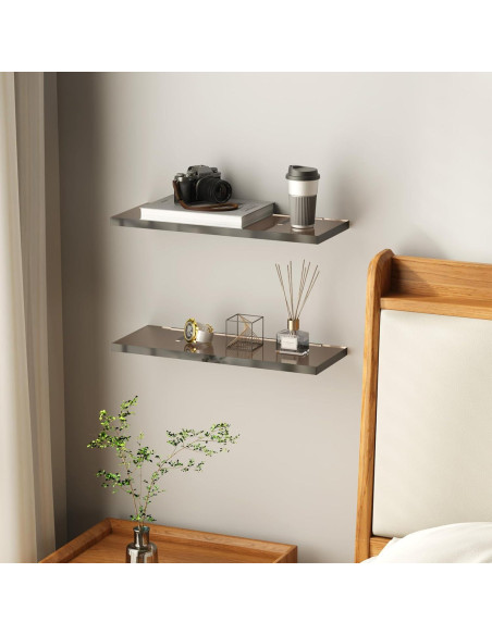 Juego de 3 estantes flotantes Acryve acrílico negro 40x15x1.5 cm