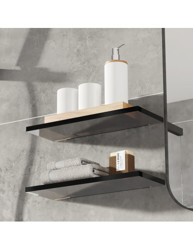 Juego de 3 estantes flotantes Acryve acrílico negro 40x15x1.5 cm