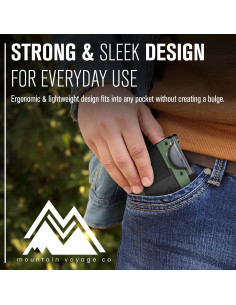 Billetera delgada Mountain Voyage Co con bloqueo RFID Verde Militar 2