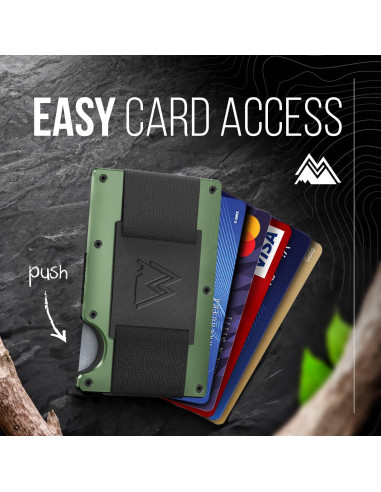 Billetera delgada Mountain Voyage Co con bloqueo RFID Verde Militar