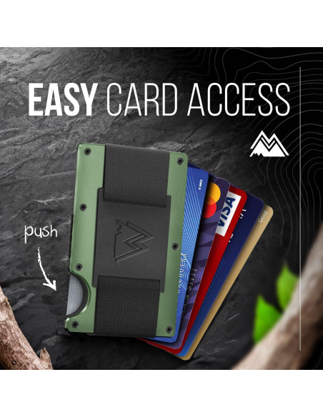 Billetera delgada Mountain Voyage Co con bloqueo RFID Verde Militar