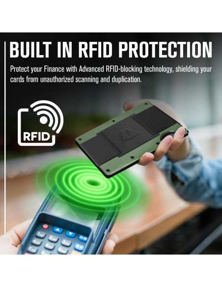 Billetera delgada Mountain Voyage Co con bloqueo RFID Verde Militar