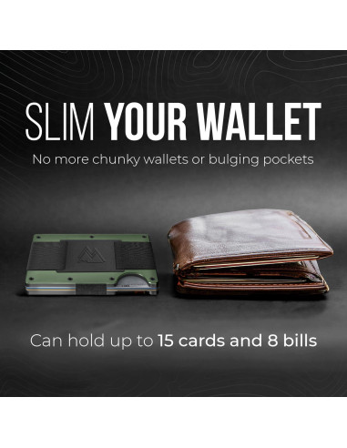 Billetera delgada Mountain Voyage Co con bloqueo RFID Verde Militar