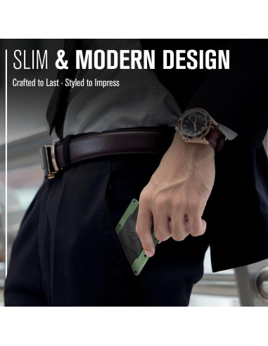 Billetera delgada Mountain Voyage Co con bloqueo RFID Verde Militar