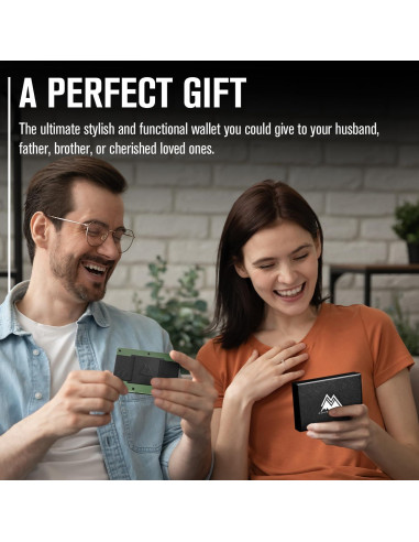 Billetera delgada Mountain Voyage Co con bloqueo RFID Verde Militar