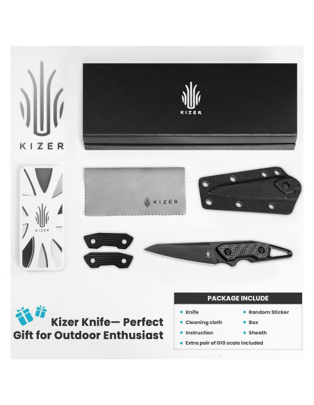 Cuchillo de hoja fija Kizer Groom D2 7.82 cm con funda Cuchillo de hoja fija Kizer Groom D2 7.82 cm con funda