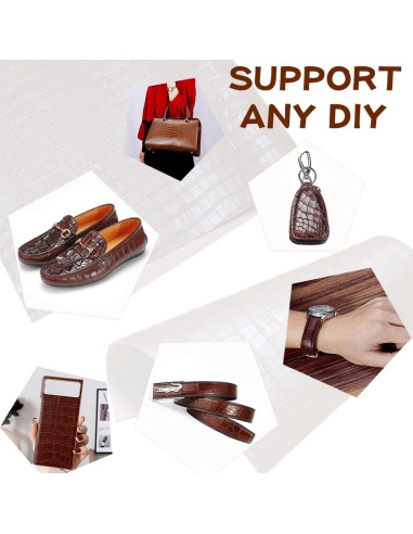 Cuero de Vaca Real 1.4-1.6 mm con Estampado de Caimán 25.4x25.4 cm