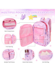 Mochila Escolar Niña BYXEPA con Caja de Almuerzo Aislada 40.6x29.2cm 2