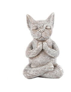 Estatua Bulldog Buda Meditador de Resina 14.48 cm Decoración Zen