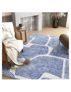 Alfombra de Jardín Zen ODIKA 152x91 cm Antideslizante Azul