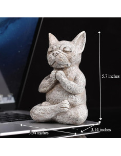 Estatua Bulldog Buda Meditador de Resina 14.48 cm Decoración Zen 2