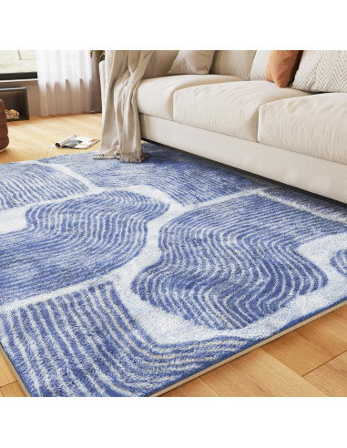 Alfombra de Jardín Zen ODIKA 152x91 cm Antideslizante Azul