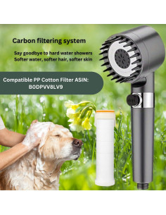 Cabezal de Ducha Alta Presión Genérico 3 Modos Gris Mate 2