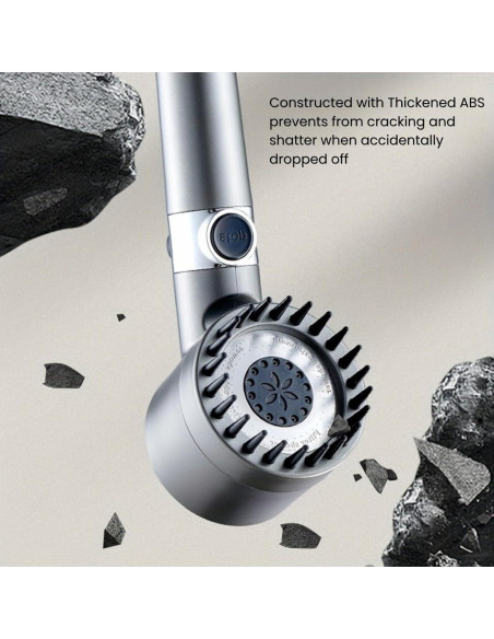 Cabezal de Ducha Alta Presión Genérico 3 Modos Gris Mate