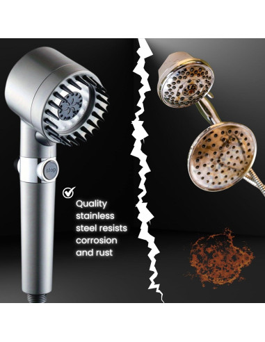 Cabezal de Ducha Alta Presión Genérico 3 Modos Gris Mate