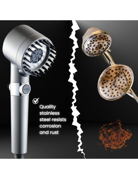 Cabezal de Ducha Alta Presión Genérico 3 Modos Gris Mate